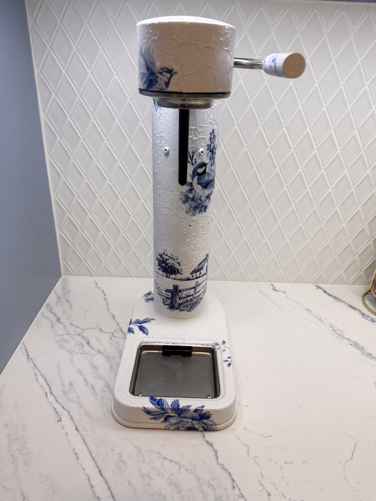 White toile Aarke carbonator with blue birds